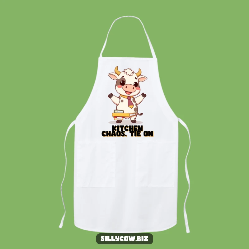 Funny Cow Tie Apron: Tackle Messes with Humor!