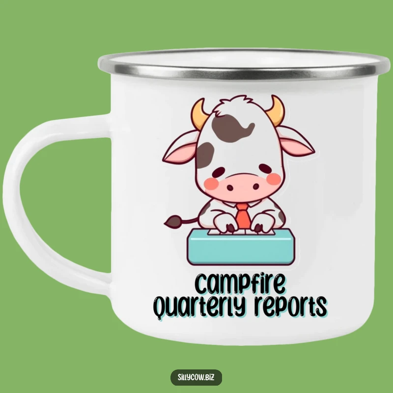 Funny Cow Adventure Mug: Hilarious Cartoon Cow Typist, Perfect Outdoor Gift