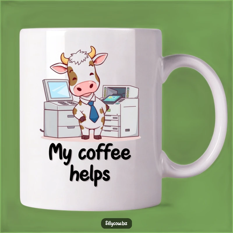 Funny Cow Tie Copier Mug - Hilarious Office Struggle Gift