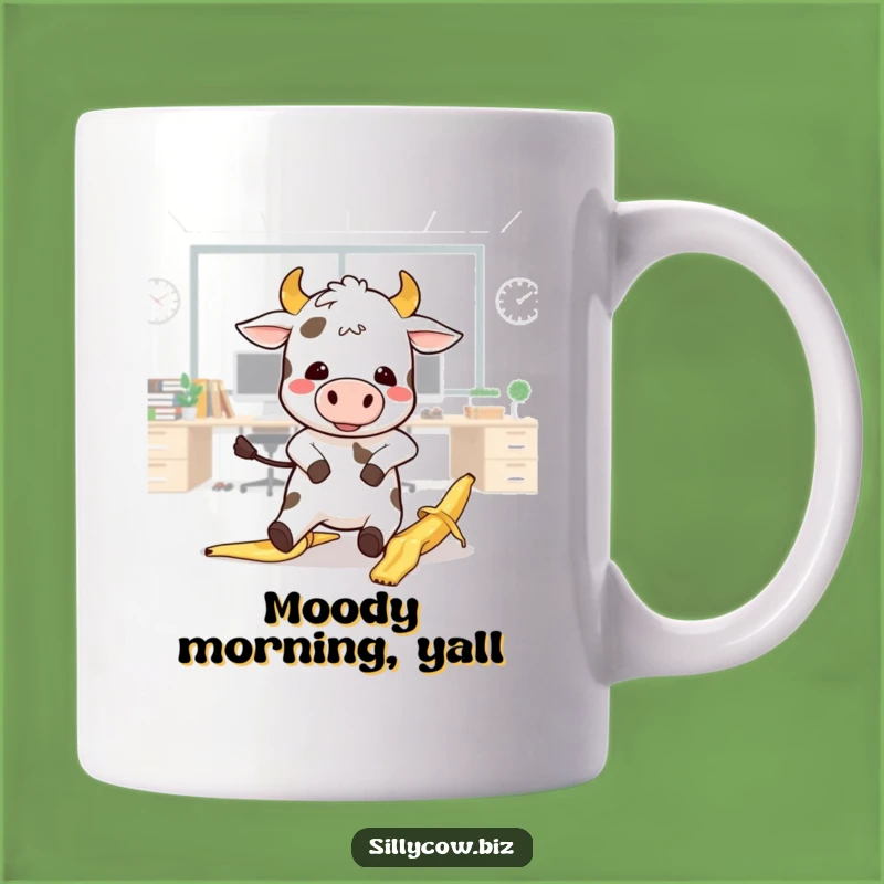Funny Kawaii Cow Banana Slip Mug - Hilarious Office Gag Gift