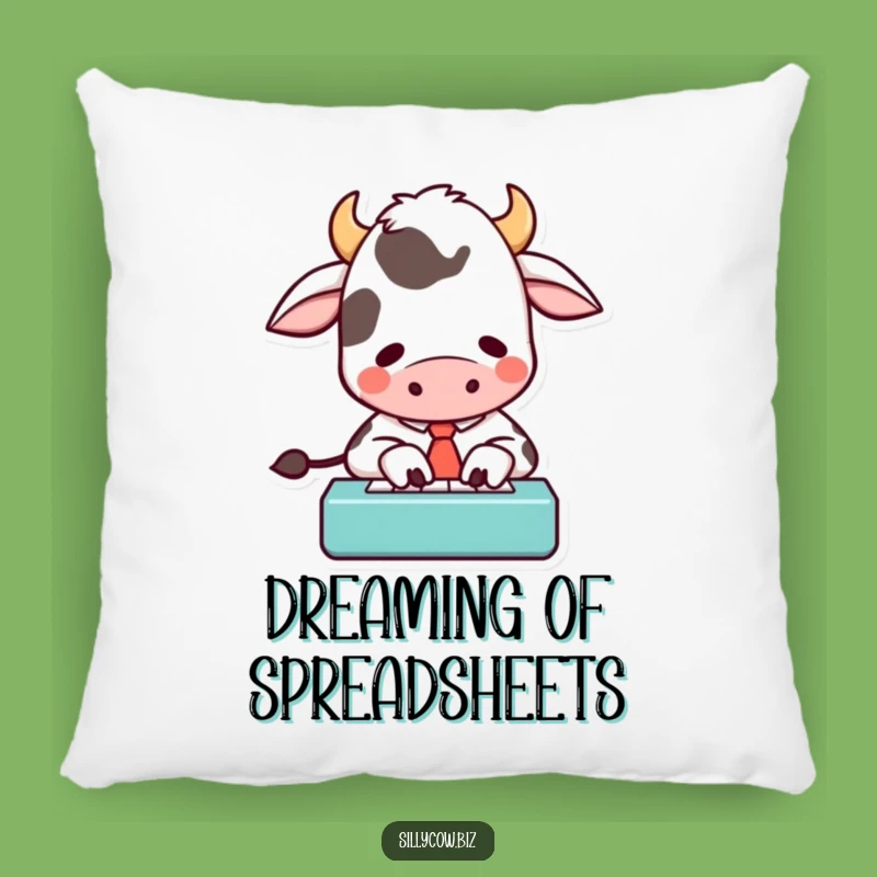 Funny Cow Comfort Pillow: Hilarious Cartoon Cow Typist, Cozy & Comical Gift