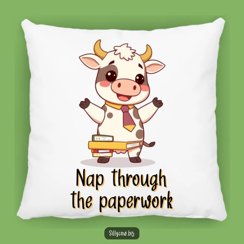 Funny Cow Tie Pillow: Comfy Office Humor!