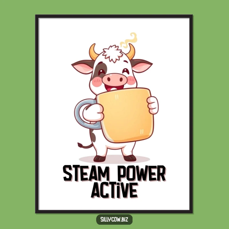 Funny Cow Coffee Digital Art: Printable Happy Cow, Instant Humorous Decor!