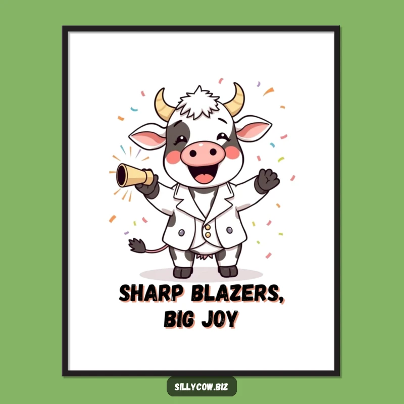 Funny Cow Blazer Digital Art: Instant Joyful Celebration Print!
