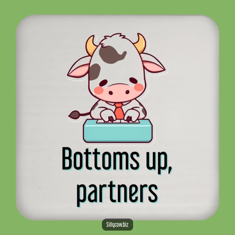 Funny Cow Coaster Set: Hilarious Cartoon Cow Typist, Protect Surfaces with Humor