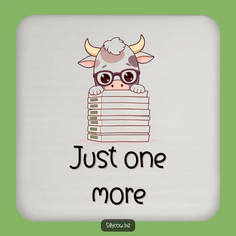 Funny Cow Study Coaster: Silly Cow in Glasses, Files, Perfect Home Bar Gift