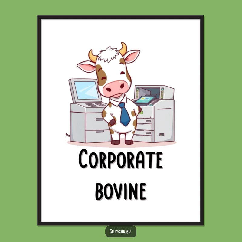 Funny Cow Tie Copier Poster - Hilarious Office Decor Gift