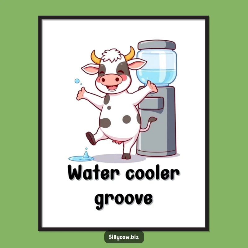 Funny Dancing Cow Water Cooler Poster - Hilarious Decor Gift