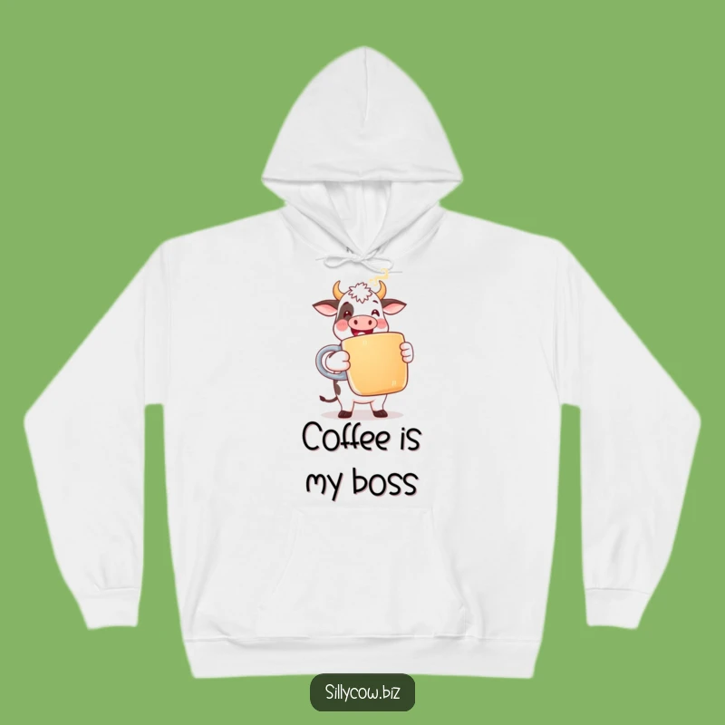 Cozy Funny Cow Hoodie: Coffee Lover Design, Warm Humorous Gift!