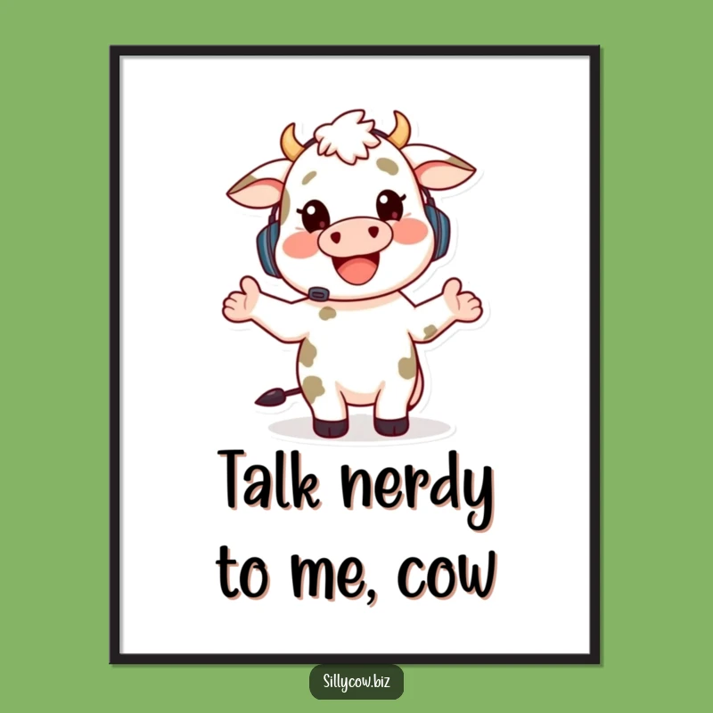 Funny Free Printable Wall Art: Cow With Headset Office Decor