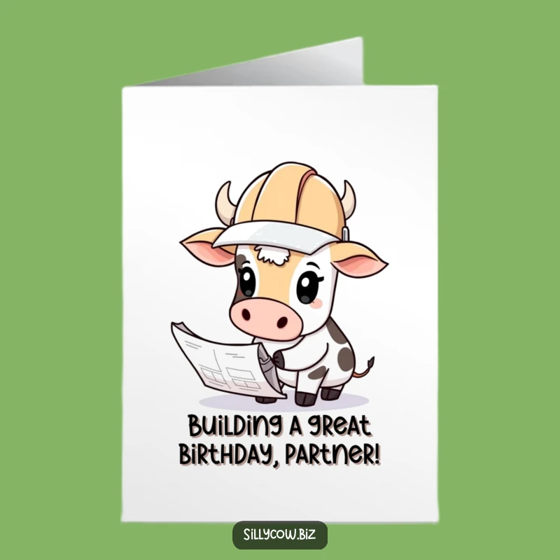 Free Printable Birthday Card: Funny Cow Engineer Downloadable Gift