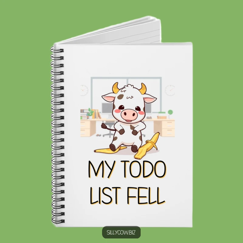 Funny Kawaii Cow Slip Notebook - Hilarious Journal Gift for Clumsy Ideas