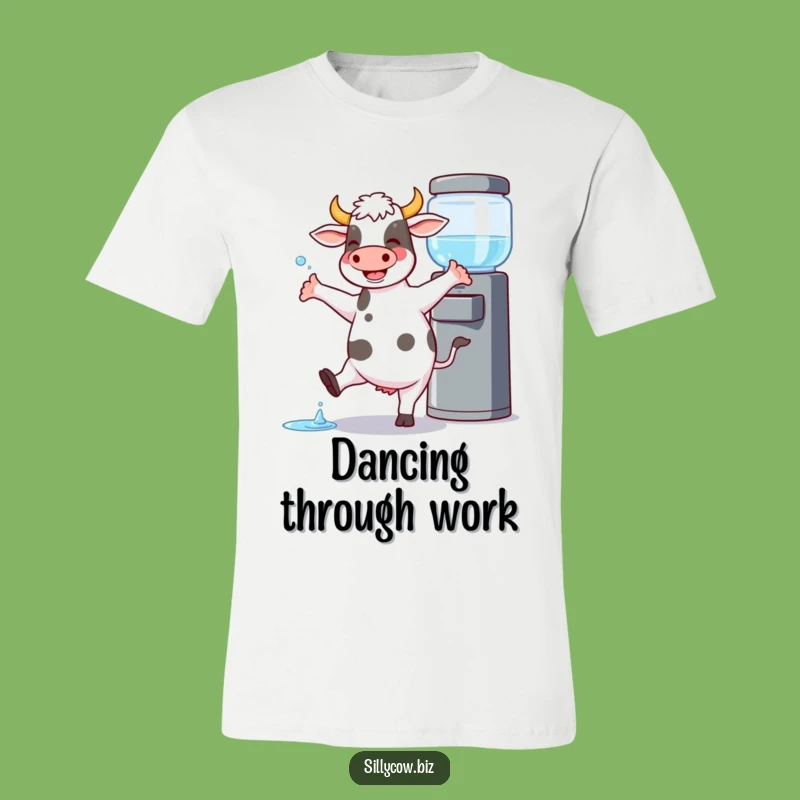 Funny Dancing Cow Water Cooler T-Shirt - Comedic Apparel Gift