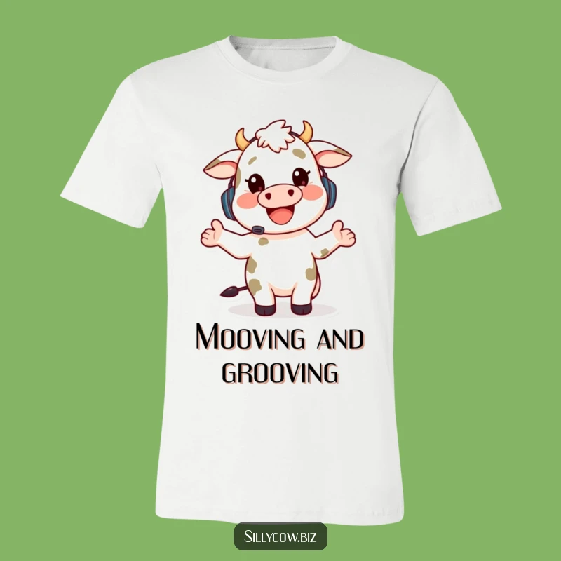 Funny Cow Talker T-Shirt: Happy Cow Headset, Gesturing, Hilarious Gift