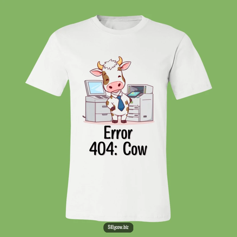 Funny Cow Tie Copier T-Shirt - Comedic Office Attire Gift