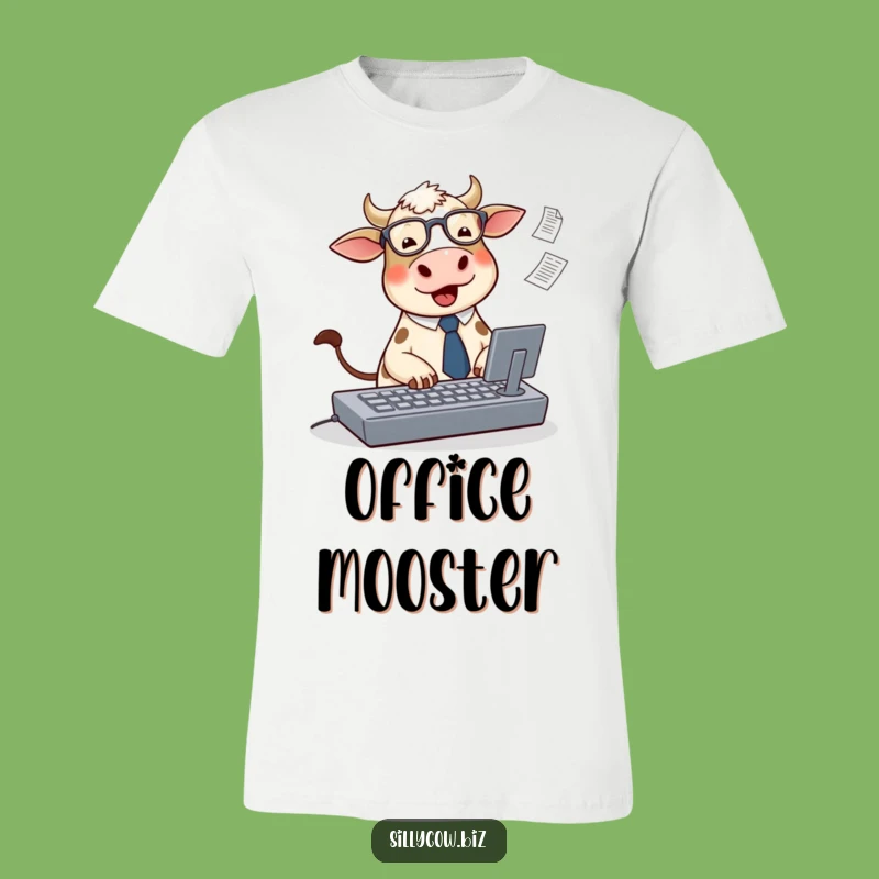 Funny Cow Office T-Shirt: Cute Typing Cow Tee, Hilarious Gift Idea!