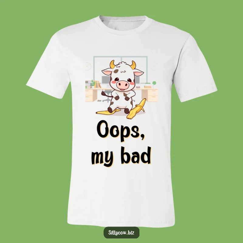 Funny Kawaii Cow Office Slip T-Shirt - Comedic Apparel Gift