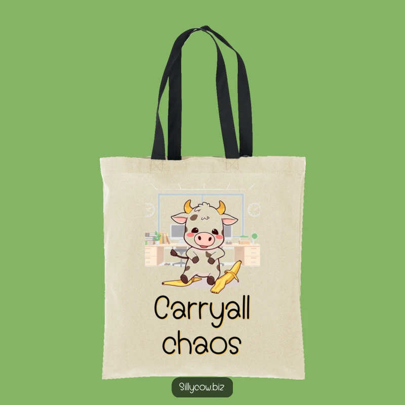 Funny Kawaii Cow Office Slip Tote Bag - Hilarious Carryall Gift