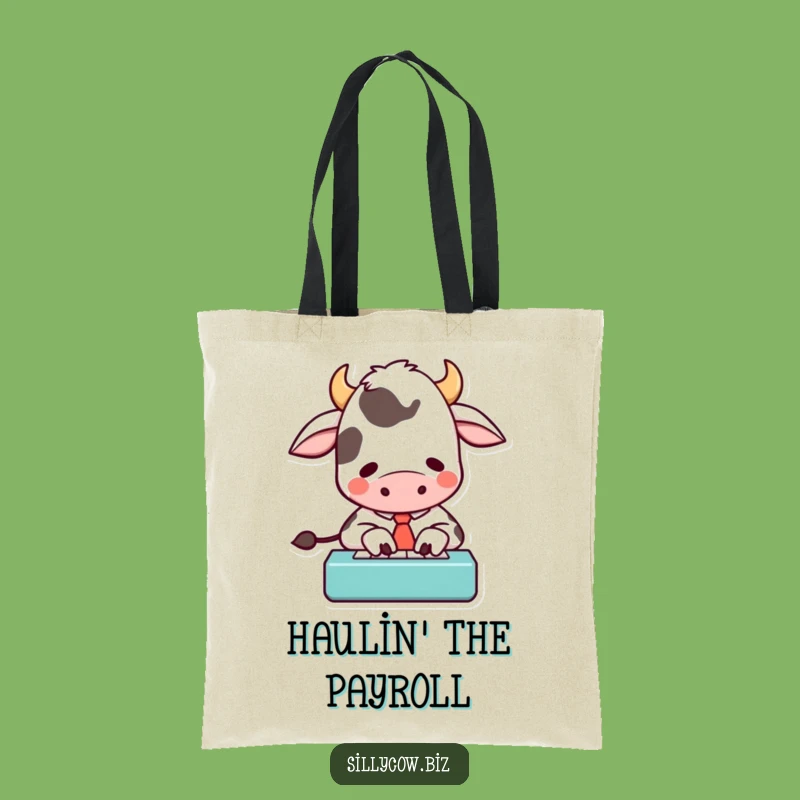 Funny Cow Shopper Tote: Hilarious Cartoon Cow Typist, Perfect for Groceries & Gifts